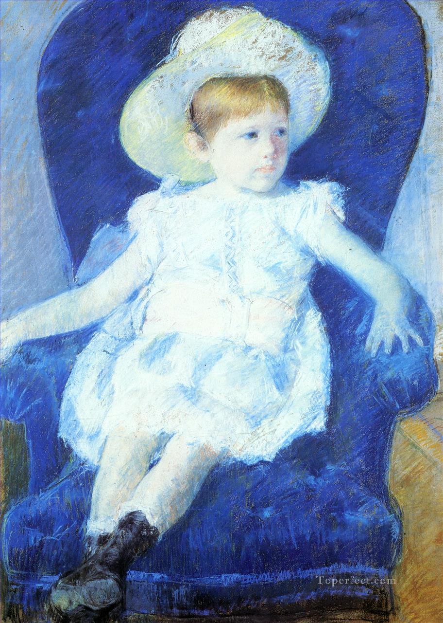 Elsie in a Blue Chair mothers children Mary Cassatt Oil Paintings